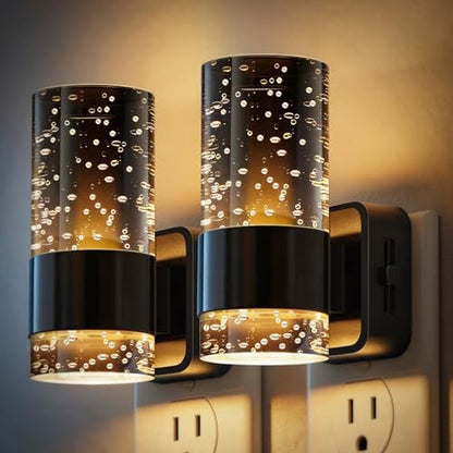 JandCase Night Lights Plug into Wall, 2 Pack Automatic LED Night Light - color: Black Ring-3000K, size: 2 Pack