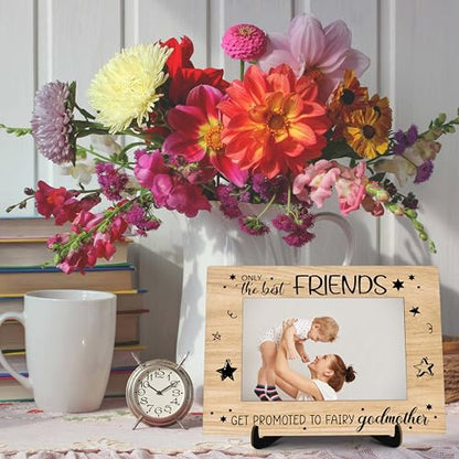 Godmother Pictures Frame, Fairy Godmother Photo Frame With Stand, Godmother Gifts From Godchild, Farmhouse Home Living Room Bedroom Office Decoration -A44, Rustic - color: Godmother