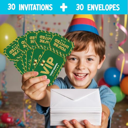 Green Golden Vip Birthday Party Invitations, Movie VIP Invitations Card for Boys Girls (30 Cards & 30 Envelopes) - color: Green Gold