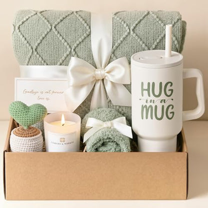 Sympathy Gift for Loss of Loved One Condolences Bereavement Grief Gifts | Sympathy Gift Baskets for Loss of Mom Dad Husband, Miscarriage Care Package for Women, Thinking of You Hug in a Box Gifts - color: T-green