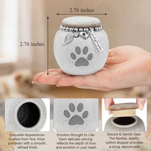 abooxiu Pet Urn for Dogs Cats 2.76 Inch Small Urn for Pet Ashes Cremation Keepsake Urns Ceramic Mini Urns for Ashes Pet Memorial Sympathy Gifts for Loss of Pets Dog Urns Cat Urns