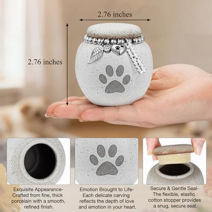 abooxiu Pet Urn for Dogs Cats 2.76 Inch Small Urn for Pet Ashes Cremation Keepsake Urns Ceramic Mini Urns for Ashes Pet Memorial Sympathy Gifts for Loss of Pets Dog Urns Cat Urns