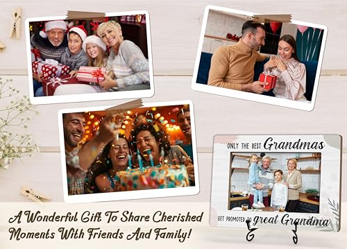 Great Grandma Photo Frame, Best Grandmas Wooden Tabletop Photo Frame With Stand, New Grandparent Gifts, Grandkids Frame Gifts For Great Grandma, Grandparents Baby Announcement Gifts -A28 - color: Rustic