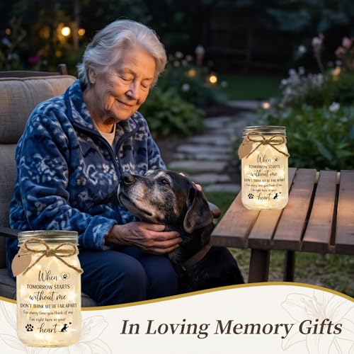 Jar Night Light, Glass Lamp, 5x3 Inch, Memorial Gift Pet Memorial - color: Pet Memorial