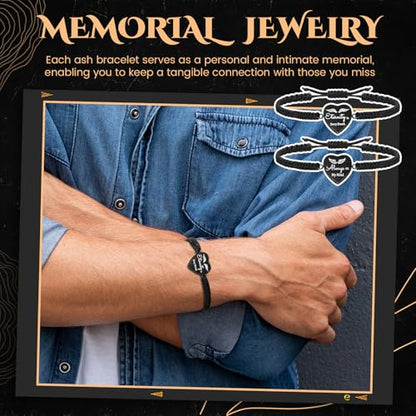 Ecation Cremation Jewelry, Urn Bracelet for Ashes - color: Black, style: Heart