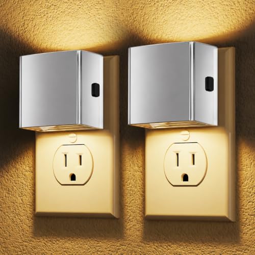 DORESshop LED Night Lights Plug into Wall [2 Pack],Plug in Nightlight | 3 Level Brightness Adjustable Night Light,Dusk to Dawn Sensor,Nightlights for Adults,Bedroom,Bathroom,Hallway - color: Silver