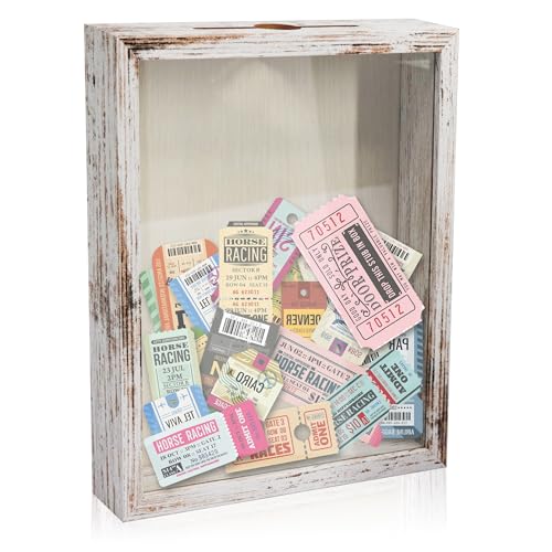 Ticket Shadow Box with Slot , Top Loading Shadow Box Display Case Frame Ready to Hang Memory Box , Pins, Awards, Medals, Wedding and Photos, White, 8x10 - color: White, size: 8*10