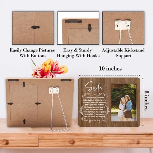 Memorial Pictures Frame, Sister I Have You In My Heart Photo Frame, Sympathy Gifts For Loss Of Sister, Farmhouse Home Living Room Bedroom Decoration -b40