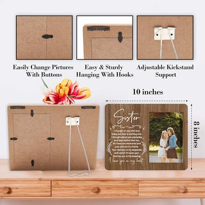 Memorial Pictures Frame, Sister I Have You In My Heart Photo Frame, Sympathy Gifts For Loss Of Sister, Farmhouse Home Living Room Bedroom Decoration -b40