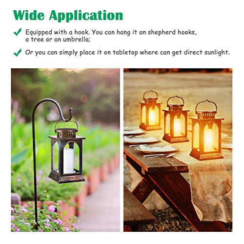 TomCare Flickering Flame Solar Lights Outdoor Metal Hanging Lantern, 2 Pack - size: 2 Pack, style: Gorgeous-Bronze