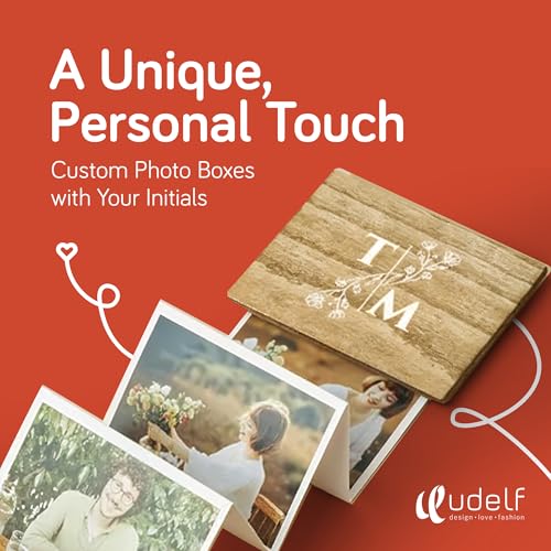 Personalized Wooden Photo Box Gift with Initials-Handmade Picture Box Gift, Wedding Keepsake Box and Anniversary Box, Custom Gifts, Romantic Gift Photo Memory Storage Box, Pull Out Photo-3"x2" - color: Initial