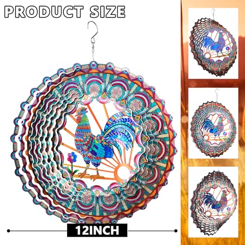 Rooster Wind Spinner - Chicken Gifts for Women Men Mother Father - color: Roster