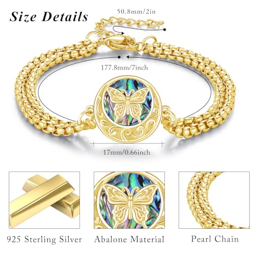 TUGHRA Ashes Bracelet for Women Urn Bracelet for Ashes 925 Sterling Silver Cremation Jewelry Memorial Gifts Keepsake Bracelet - style: Ashes Bracelet-coin-butterfly-gold