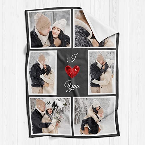 inkArts I Love You Gifts for Couples, Custom Blanket with Photos, Personalized Blankets with Pictures, Photo Blankets Using My Own Photos, Personalised Gifts for Christmas - color: 6 Photos