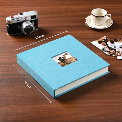 Pssoss 8x8 Inch DIY Scrapbook Album, Linen Hardcover, 40 Pages, Blue - color: Blue, size: 8 x 8 Inch 40 Pages