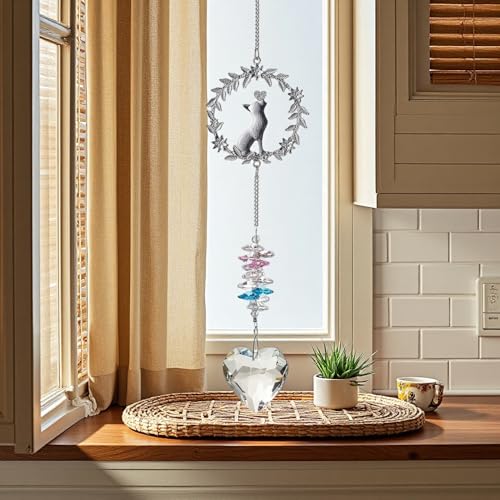 Pet Memorial Suncatcher,Dog Memorial Gifts for Loss of Dog,Cats Remembrance,Pet Loss Sympathy Gift,Bereavement Gifts(Cat) - color: Garland Cat