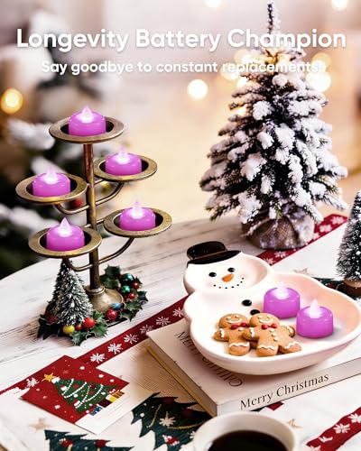 Amagic 12Pack Light Purple Fake LED Tea Lights Candles Battery Operated - color: Light Purple, size: 12 Pack