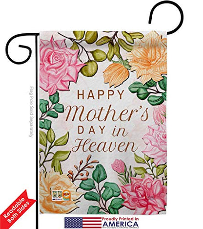 Mother In Heaven Garden Flag - Pack Family Mother's Day Mom Mama Grandma Love Flowers Parent Sibling Relatives Grandparent USA Applique - House Banner Small Yard Gift Double-Sided Made 13 X 18.5 - color: USA Flag Cemetery Decor Made In USA