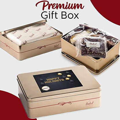 Dulcet Gift Baskets Happy Holiday Aroma Therapy Candle Gift Box ‘Classic Tin Treats Within’ Featuring a Variety of Brownies and Cookies What a Gift Idea for Him and Her with Fast Delivery - color: Holiday