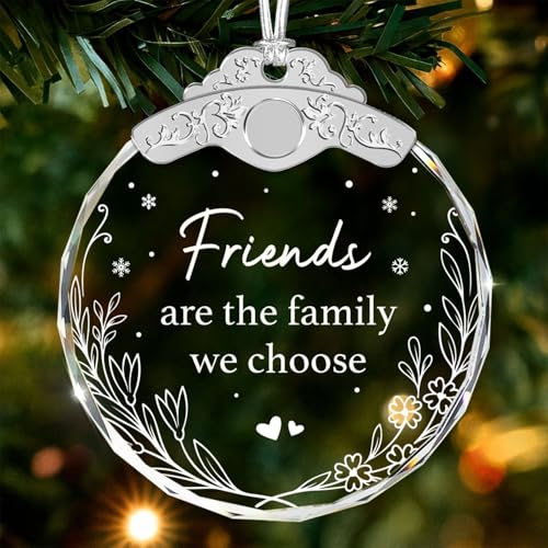 Glass Ornament - The Family We Choose - Best Friend Ornaments for Women - Friendship Gifts for Friends - Unique Keepsake Female BFF Besties Soul Sister - Mother's Day - color: Friends Family We Choose