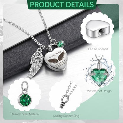 Ecation 18 Pcs Small Cremation Urns and Ashes Necklace Set, Green - color: Green