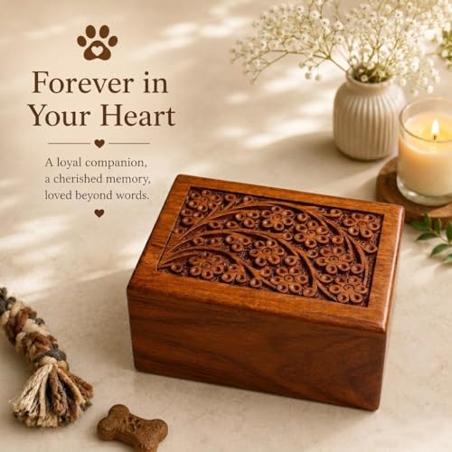 Paw Print Pet Memorial Keepsake Cremation Urns for Ashes Pet Urn Wood Keepsake Box Urns for Cat Dogs Ashes | Cat Memorials (5 x 3 x 2) - size: 5 x 3 x 2