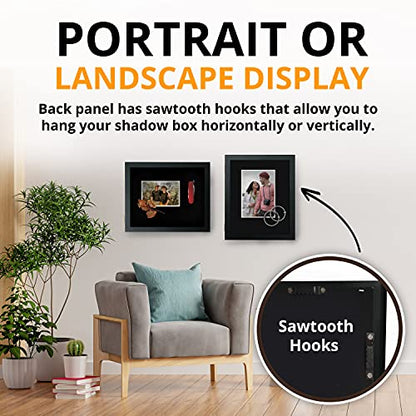 12x15 Large Shadow Box Frame, Deep Shadow Box Display Case, Black Shadow Box, Shadowbox Picture Frame, Graduation Cap Shadow Box, Military Shadow Box Wood, Wedding Shadow Box Frame - color: Black, size: 12x15