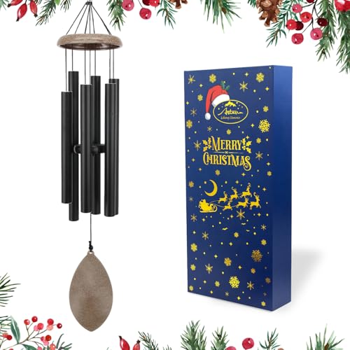 Wind Chimes for Outside, All Metal Tuned Wind Chime Outdoors, Sympathy & Memorial Wind Chimes for Mom Dad, Leaf Design, Box Included - color: Christmasbox