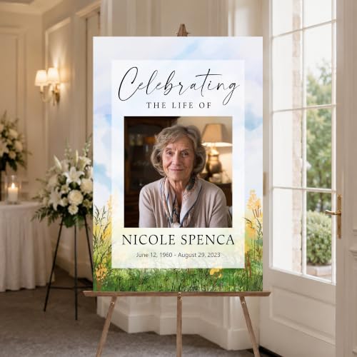 Personalized Editable Funeral Welcome Sign, Greenery Leaves Funeral Welcome Sign Memorial Sign Template For Man Funeral Sign Poster For Man Memorial Service Sign, In Loving Memory Welcome Sign - color: #Version 4
