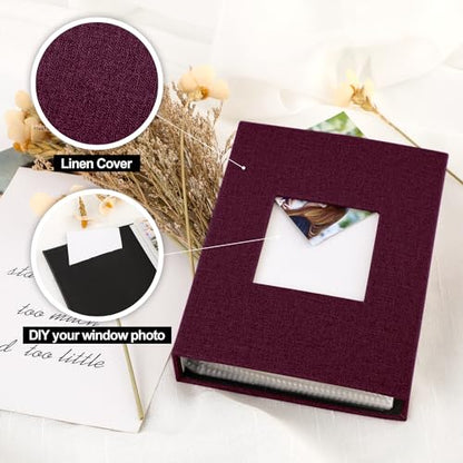 Ywlake Photo Album 4x6 100 Pockets 2 Packs, Small Mini Capacity Linen Photo Album Bulk Sets, Each Pack Holds 100 Top Loader Vertical Only Picture for Kids Boy Girls (Purple) - color: PURPLE, size: 100 Pockets/2PK