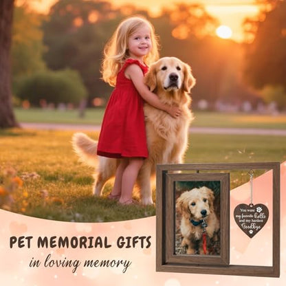 Dog Memorial Gifts for Loss of Dogs, Pet Memorial Gifts for Dogs, Rotating Wooden Dog Memorial Frame for Photos