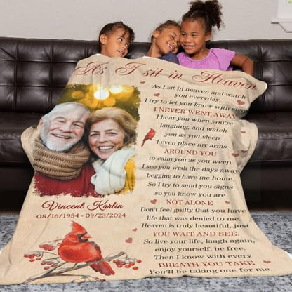 Personalized Memorial Blankets with Photos, in Memory of Loved One Gifts, Sympathy Bereavement Cardinal Blanket for Loss of Mom Dad Grandma Husband Son Daughter - color: New Arrivals-6