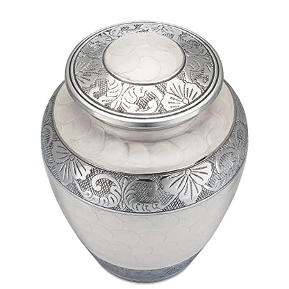 Serenity Memorial Urn - White Human Ashes Urn - 200LB Capacity with Bag - color: Serenity, size: 1 Large Urn
