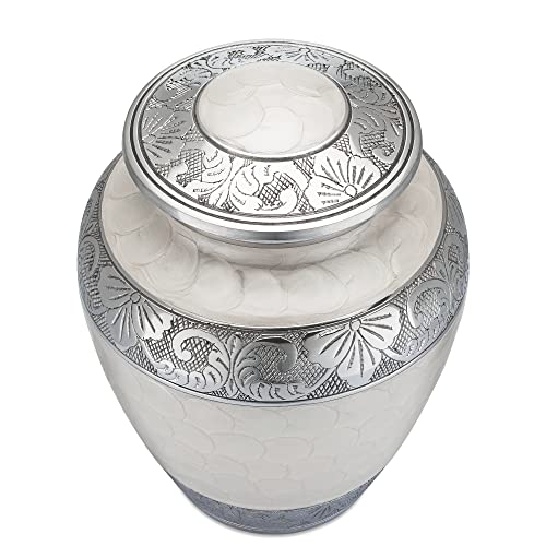 Serenity Memorial Urn - White Human Ashes Urn - 200LB Capacity with Bag - color: Serenity, size: 1 Large Urn