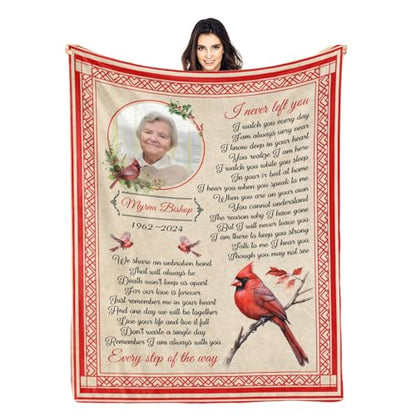 Personalized Memorial Blankets with Photos, in Memory of Loved One Gifts, Sympathy Bereavement Cardinal Blanket for Loss of Mom Dad Grandma Husband Son Daughter - color: New Arrivals-1