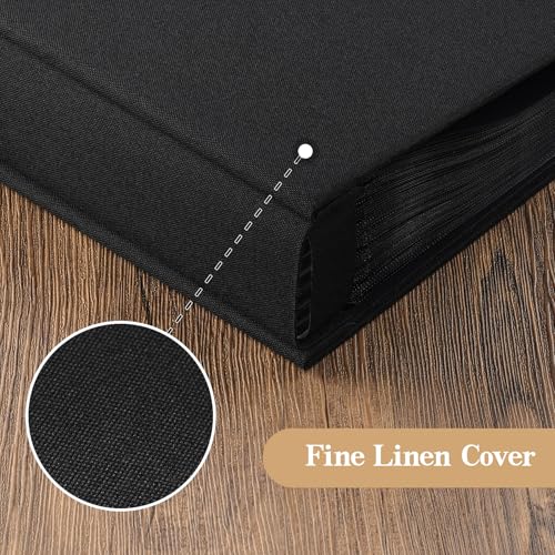 potricher Small 8x10 Photo Album, 160 Pockets, Linen Cover, Black - color: Black