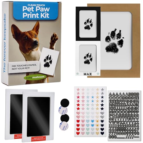 Baby Mushroom Pet Paw Ink Print Kit | Personalized Gift for Pet Lovers | Small Dog and Cat Memorial Keepsake with Clean-Touch Inkless Ink Pad & Picture Frames - size: Small