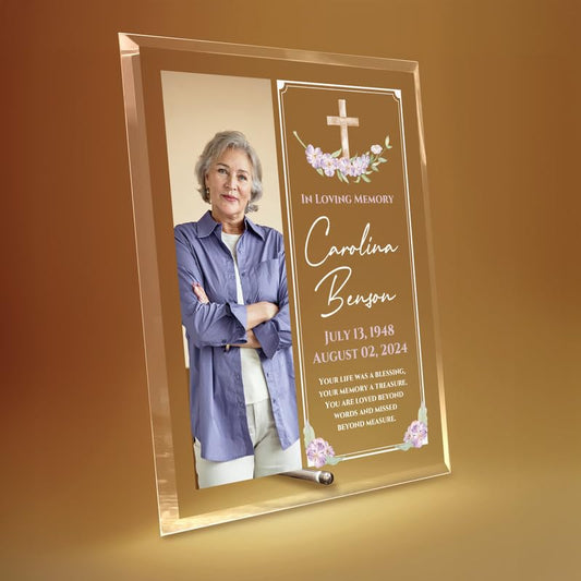 8"x10" Personalized Memorial Glass Plaque, Custom Glass Plaque for Loss of Loved One, Keepsake Sympathy Gift and Celebration of Life Décor (Design 3) - color: Design 3 (8x10), size: 8"x10"