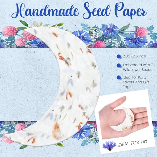 Dunzoom 50 Pcs Plantable Seed Paper Tags Wildflower,Moon - style: Moon