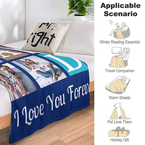 Artsadd Custom Best Dad Blanket with Photo, Fathers Day Personalized Gift for Dad from Daughter Son, Customized Picture Blanket for Daddy Papa 30"x40" - color: 1-03