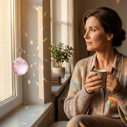 Bereavement Gifts for Loss of Loved One, Hanging Pink Rainbow Maker - color: Pink Ball