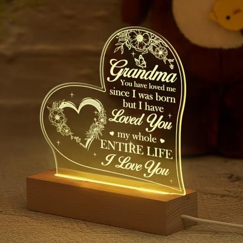 SANDJEST Acrylic Night Light Gifts for Grandmother, Sentimental Gifts for Grandma Nana Mimi on Birthday Christmas Valentines - color: Grandma