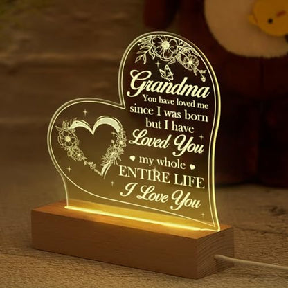 SANDJEST Acrylic Night Light Gifts for Grandmother, Sentimental Gifts for Grandma Nana Mimi on Birthday Christmas Valentines - color: Grandma