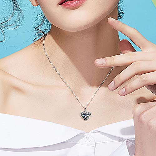 WINNICACA Cremation Jewelry for Ashes Locket Ashes Necklace Urn Necklace for Women Sterling Silver Cremation Necklace for Ashes Fine Keepsake Picture Necklace Memorial Jewelry - style: A01-Rose Urn Locket Necklace(Blue Crystal)