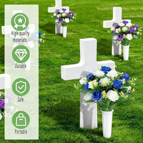 10-Pack Cemetery Vases with Spikes for Graves - color: White