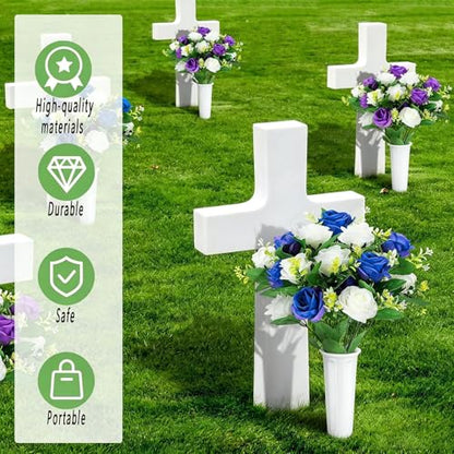10-Pack Cemetery Vases with Spikes for Graves - color: White