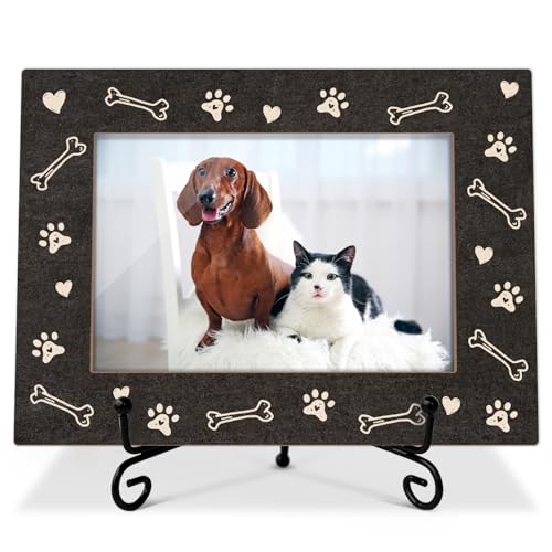 Dog Picture Frame Paw Print Frame Memorial Gifts for Dog Mom Loss of Pet Sympathy Gifts Desk Decor Photo Frame 4x6 Horizontal -small26 - style: Black-Dog