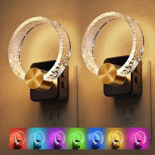 L LOHAS LED Night Lights Plug into Wall, Changing RGB Night Light | Dusk to Dawn Sensor, 180° Rotatable Bubble Nightlight Plug in Wall for Halloween, Christmas, Holiday, Hallway[2 Pack] - color: RGB-bubble, size: 2 Pack