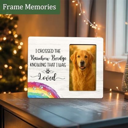 Rainbow Bridge Dog Memorial Gifts Picture Frame Loss of Dog, Pet Memorial Gifts Wooden Picture Frames for Dogs - color: Rainbow