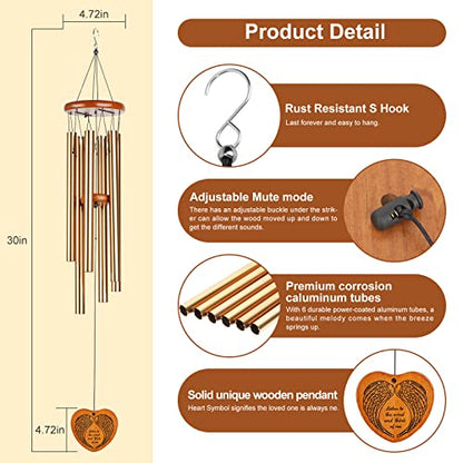 Wind Chimes for Outside,30" Large Deep Tone Sympathy Chimes, Memorial Loss of Loved One Mother Father, Meaningful Bereavement/Memorial/Sympathy Gift in Memory a one - size: 30"